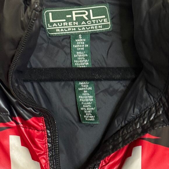 Ralph Lauren Aztec Southwestern Down Puffer Jacket Black Size S - Picture 4 of 4